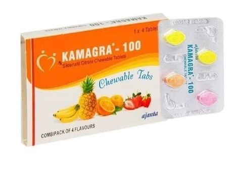 Kamagra chewable 100mg Ajanta Pharma (4 tabs stripe)