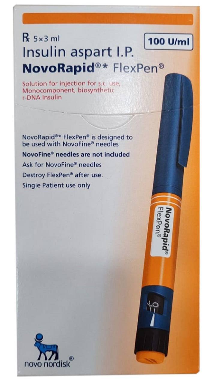 NovoRapid FlexPen 5 pens per 3ml (100IU per unit)